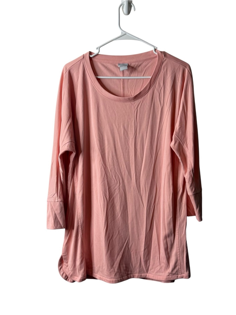 Chicos Peach Pink Ribbed Dolman Sleeve Blouse 2